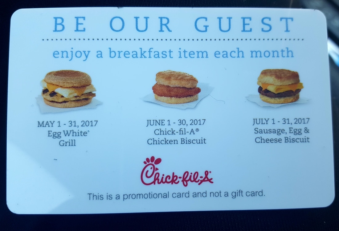 Chick-fil-a promotional card